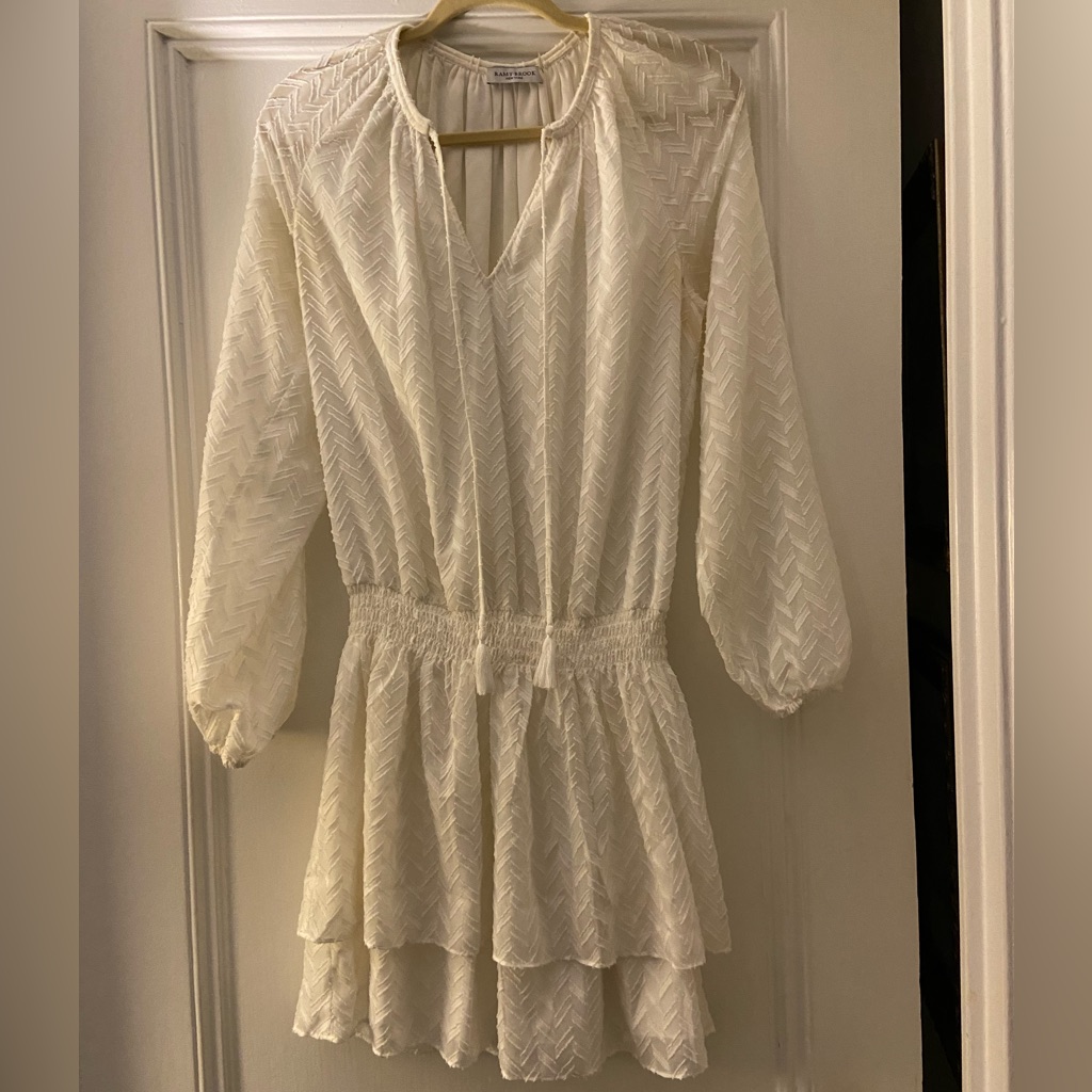 Ramy Brook White Printed Longsleeve Mini Dress
